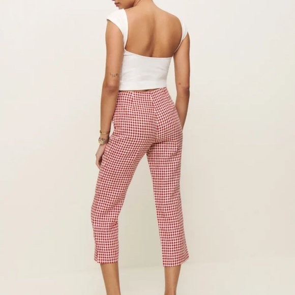 Reformation Petra Linen Low Rise Pedal Pusher Pant Red - Size 0 - WORN ONCE - Picture 2 of 2